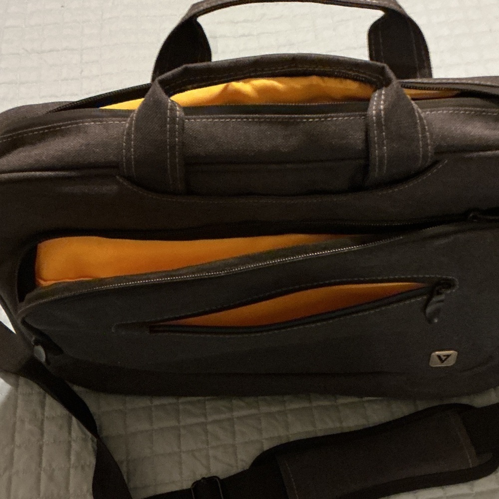 Grey Canvas Laptop Briefcase Bag - Picture 7 of 10